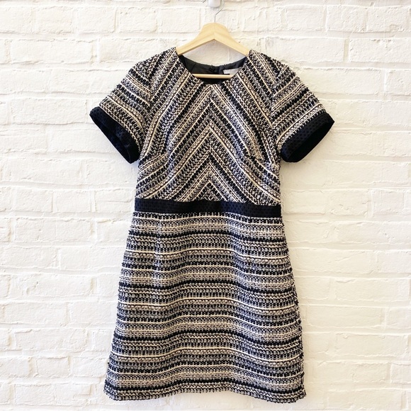 H&M || Tweed Fit & Flare Mini Dress Black 12 NWT - Picture 1 of 8